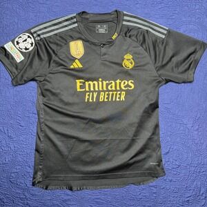 Real Madrid 2023 2024 Bellingham 5 Adidas Black Soccer Jersey‎ 2XL Read